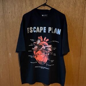 Escape Plan emergency tee Black Graphic Tee with Red Anatomical Heart